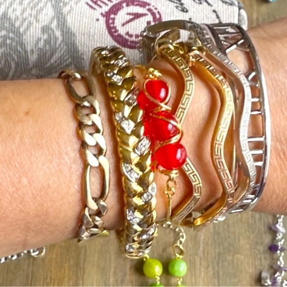 Untreated ruby adjustable rope gold chain bracelet/July birthstone/devotion - Picture 1 of 9